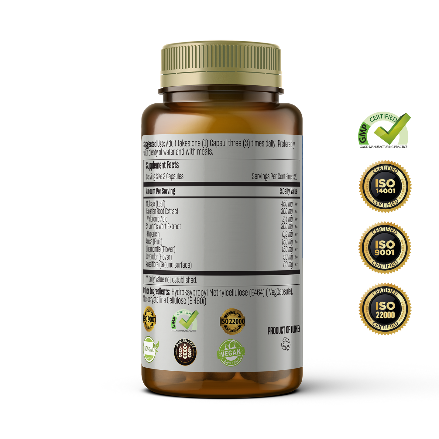 Talya Relax - Melissa - Valerien -St John's - Lavender - Passiflora 60 Capsule Vegan