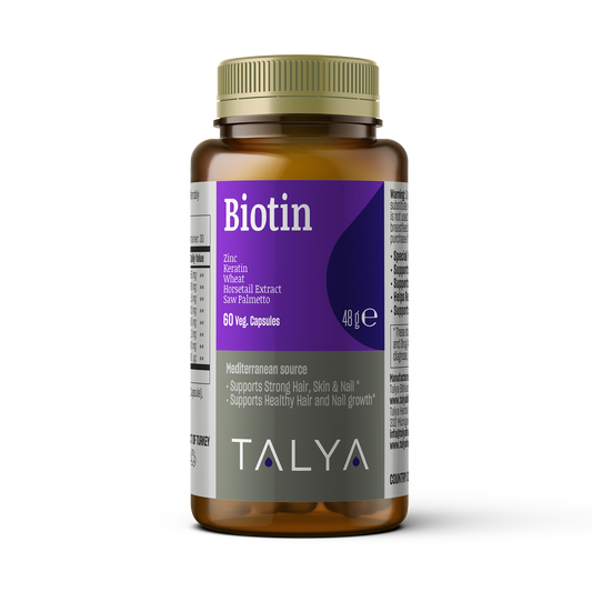 Talya Biotin - Saw Palmetto - Wheat - Nettle Leaf - Horsetail - Zinc - Keratin 60 Capsules Vegan