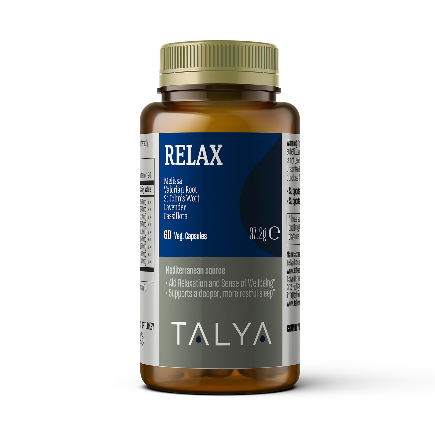 Talya Relax - Melissa - Valerien -St John's - Lavender - Passiflora 60 Capsule Vegan