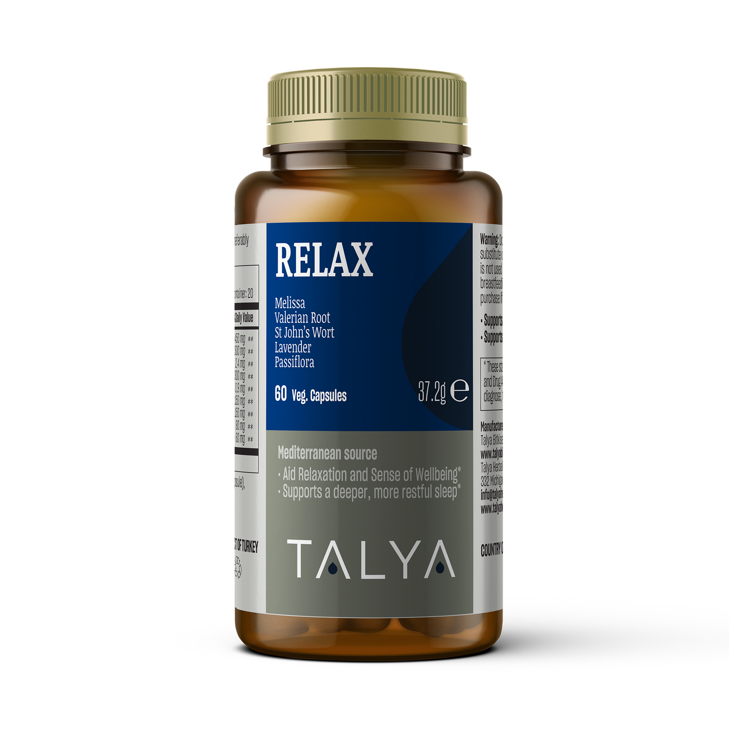 Talya Relax - Melissa - Valerien -St John's - Lavender - Passiflora 60 Capsule Vegan